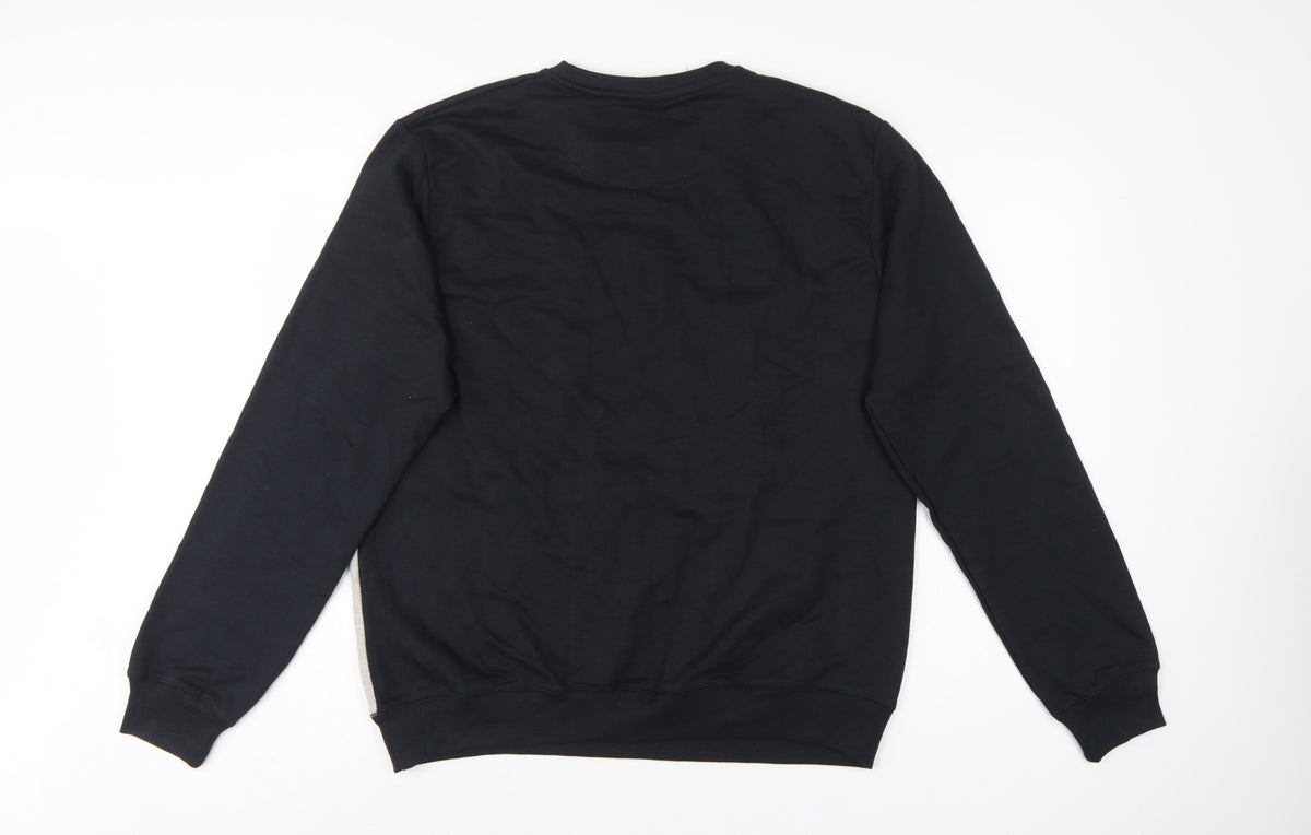 Brand and care label for ASTRUCT Men’s Black Grey Colour Block Pocket Crew Neck Sweatshirt L