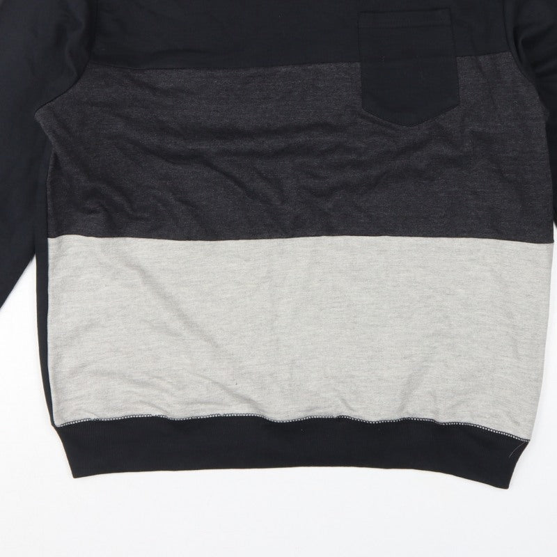 Additional view of ASTRUCT Men’s Black Grey Colour Block Pocket Crew Neck Sweatshirt L