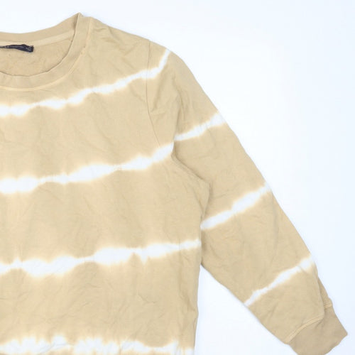 M&S Women Beige Tie Dye Cotton Sweatshirt UK 20 Pullover