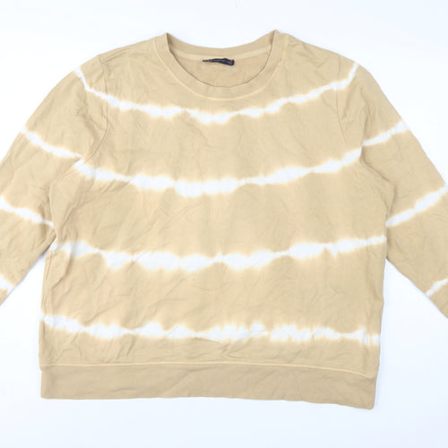 M&S Women Beige Tie Dye Cotton Sweatshirt UK 20 Pullover