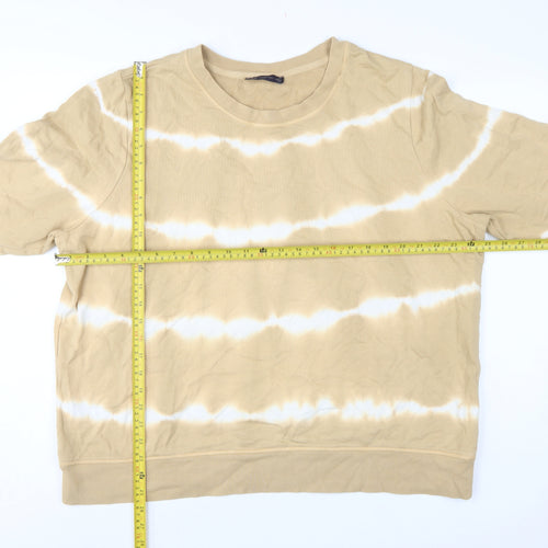 M&S Women Beige Tie Dye Cotton Sweatshirt UK 20 Pullover
