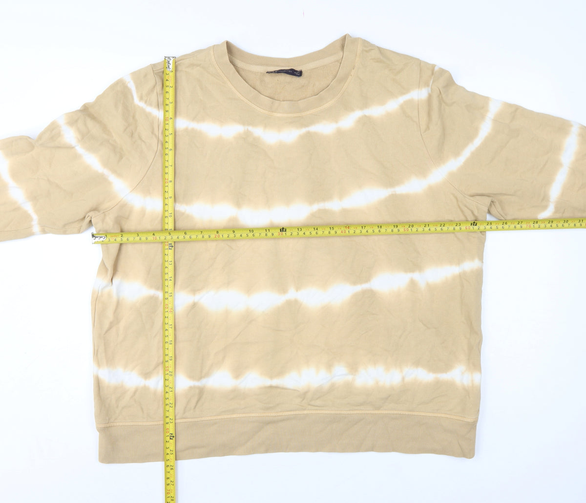 M&S Women Beige Tie Dye Cotton Sweatshirt UK 20 Pullover