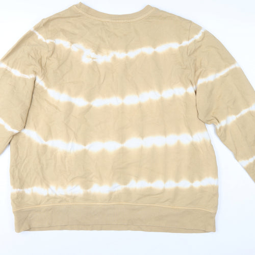 M&S Women Beige Tie Dye Cotton Sweatshirt UK 20 Pullover