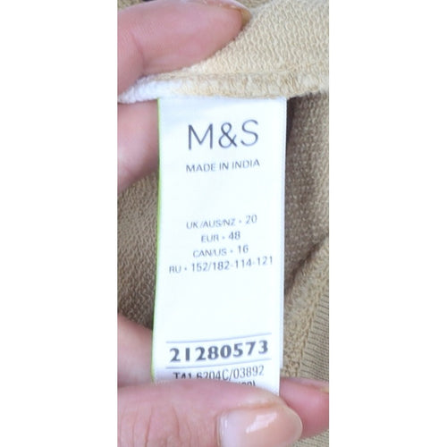 M&S Women Beige Tie Dye Cotton Sweatshirt UK 20 Pullover