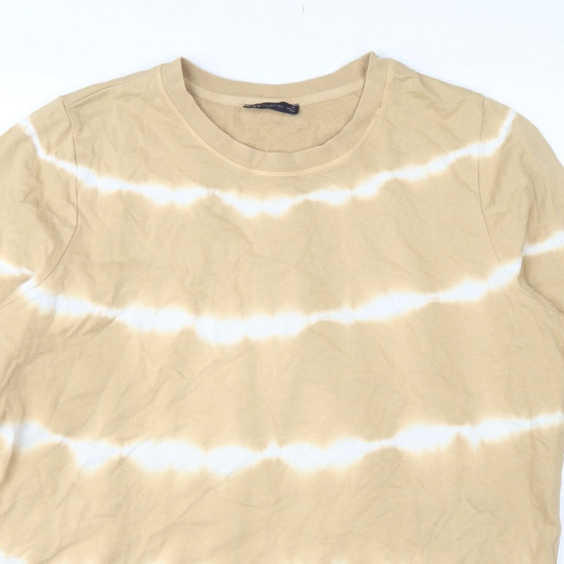 M&S Women Beige Tie Dye Cotton Sweatshirt UK 20 Pullover