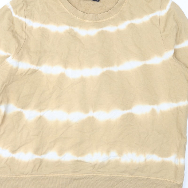 M&S Women Beige Tie Dye Cotton Sweatshirt UK 20 Pullover