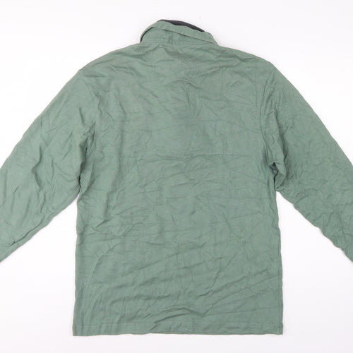 Cotton Traders Men’s Green M Collared Henley Sweatshirt Logo