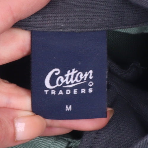 Cotton Traders Men’s Green M Collared Henley Sweatshirt Logo