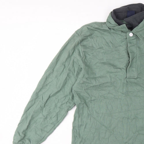 Cotton Traders Men’s Green M Collared Henley Sweatshirt Logo