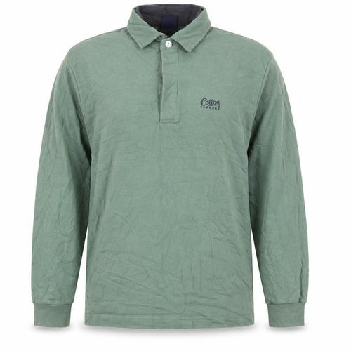 Cotton Traders Men’s Green M Collared Henley Sweatshirt Logo