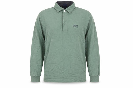 Cotton Traders Men’s Green M Collared Henley Sweatshirt Logo