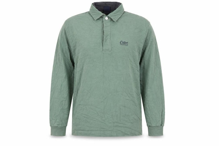 Cotton Traders Men’s Green M Collared Henley Sweatshirt Logo