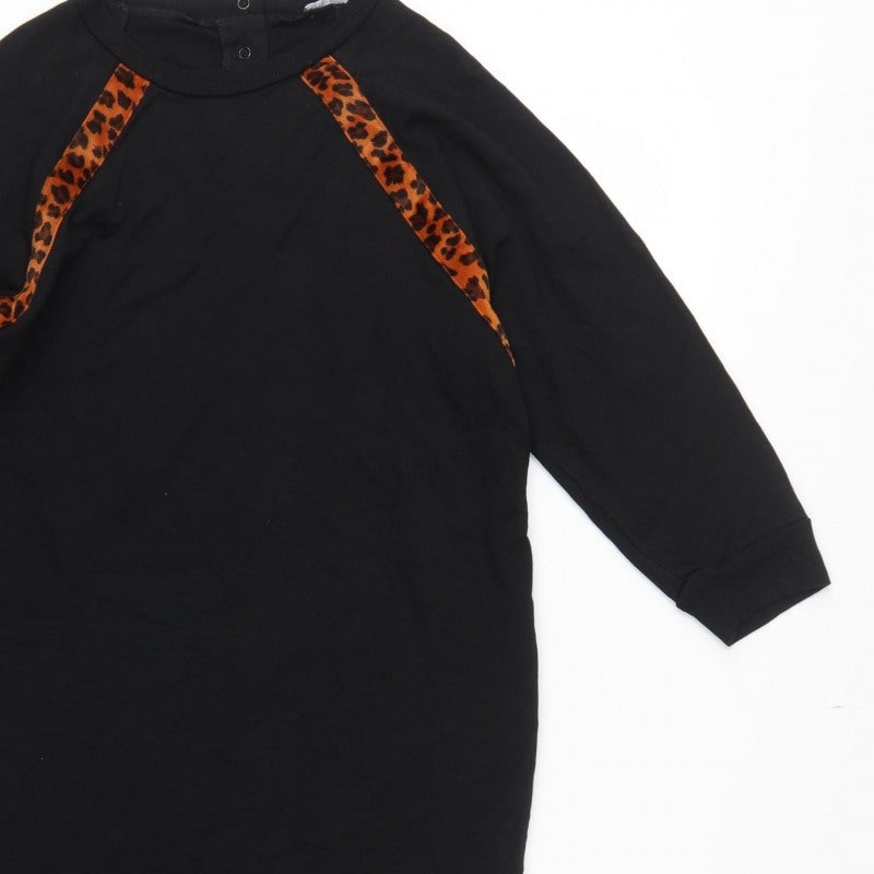 Additional view of Oliver Bonas Women Black Leopard Panel Jumper Dress, size S