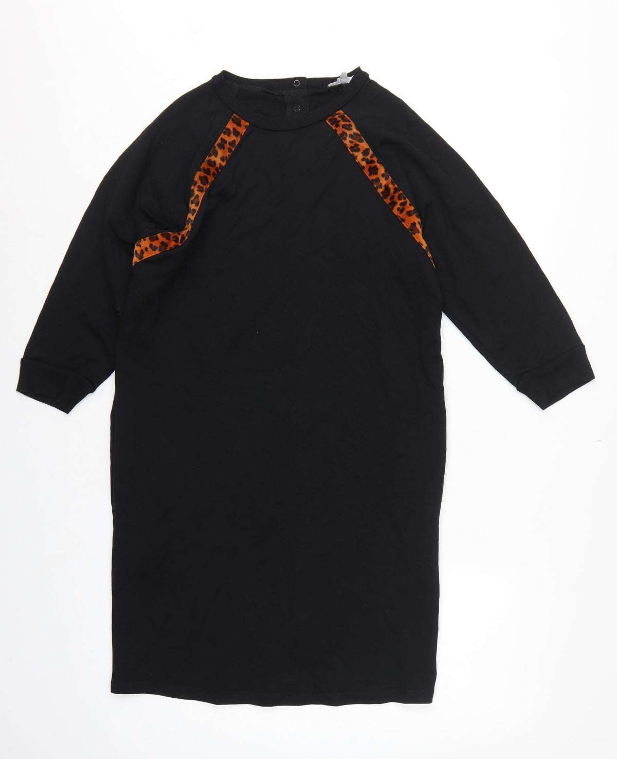 Back view of Oliver Bonas Women Black Leopard Panel Jumper Dress, size S