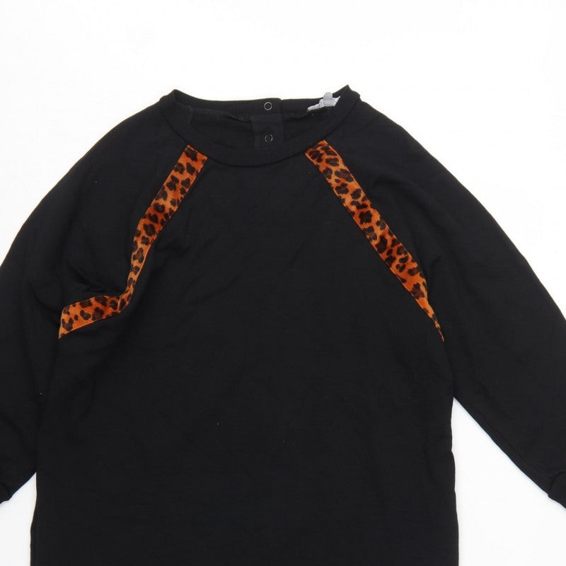 Additional view of Oliver Bonas Women Black Leopard Panel Jumper Dress, size S