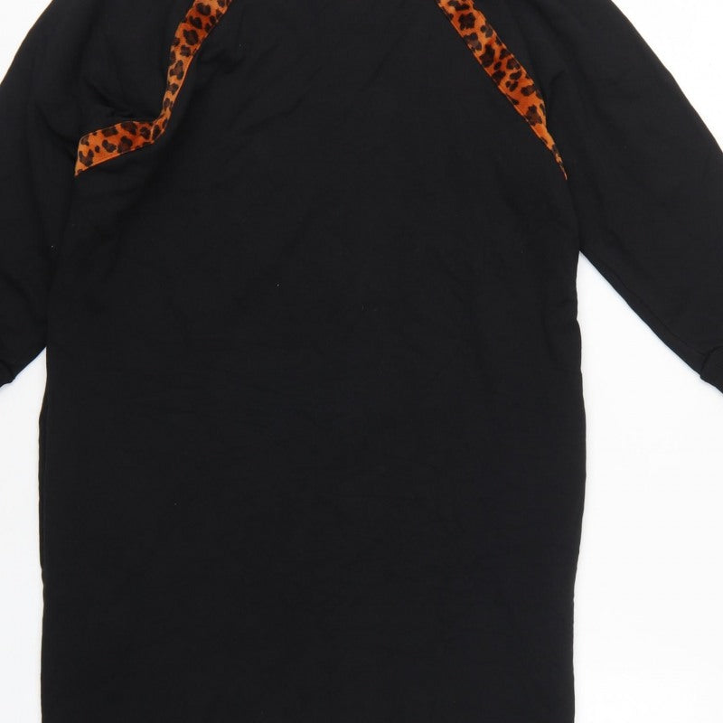 Additional view of Oliver Bonas Women Black Leopard Panel Jumper Dress, size S