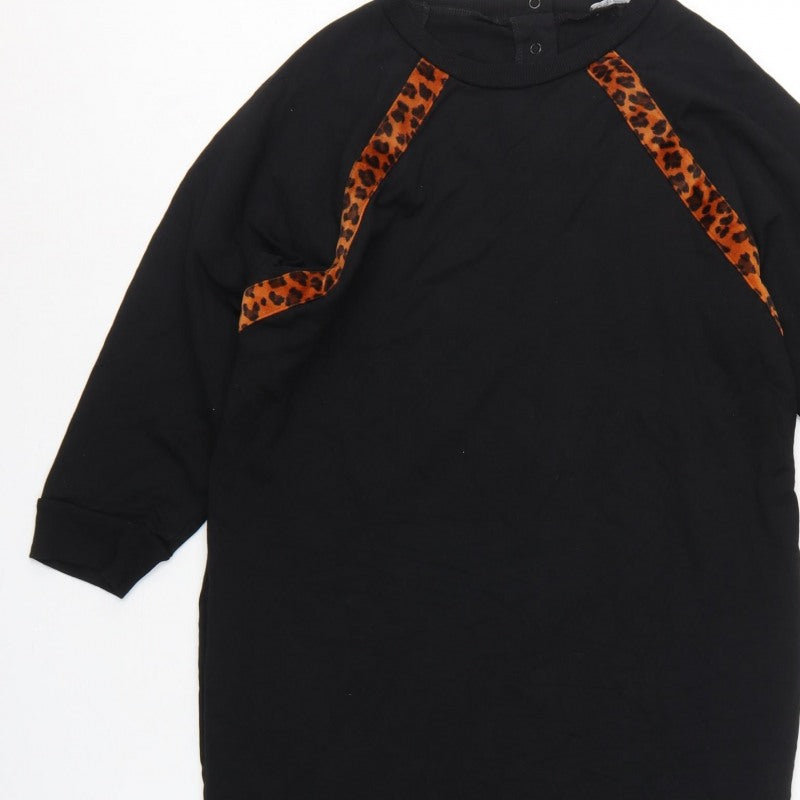 Additional view of Oliver Bonas Women Black Leopard Panel Jumper Dress, size S