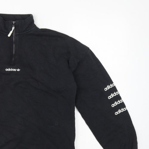 Adidas Women’s Black UK 10 S 1/4 Zip Logo Pullover Sweatshirt