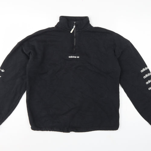 Adidas Women’s Black UK 10 S 1/4 Zip Logo Pullover Sweatshirt