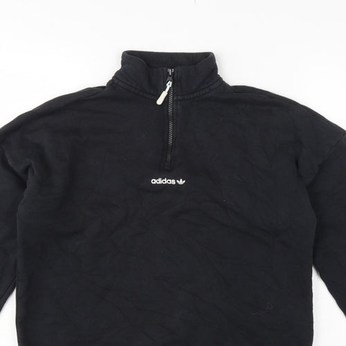 Adidas Women’s Black UK 10 S 1/4 Zip Logo Pullover Sweatshirt