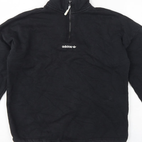 Adidas Women’s Black UK 10 S 1/4 Zip Logo Pullover Sweatshirt