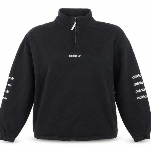 Adidas Women’s Black UK 10 S 1/4 Zip Logo Pullover Sweatshirt