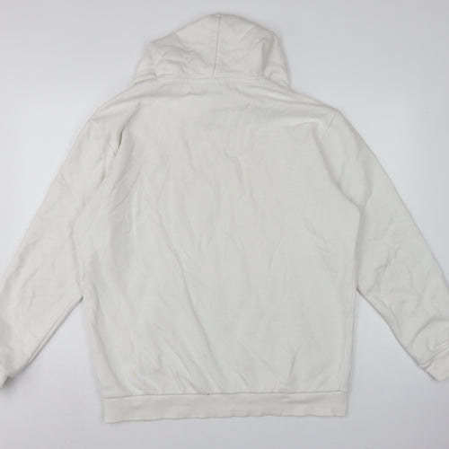 adidas Men’s White L Pullover Hoodie Trefoil Logo Pocket