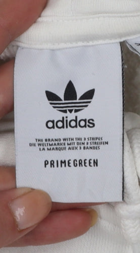 adidas Men’s White L Pullover Hoodie Trefoil Logo Pocket