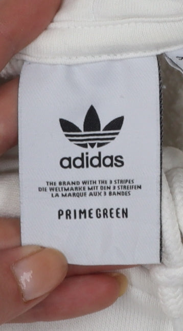 adidas Men’s White L Pullover Hoodie Trefoil Logo Pocket
