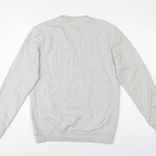 Adidas Men’s Grey S Pullover Sweatshirt Blue Trefoil 03 Graphic