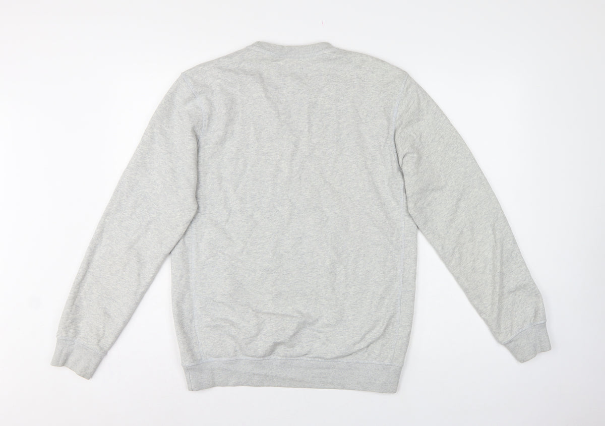 Adidas Men’s Grey S Pullover Sweatshirt Blue Trefoil 03 Graphic