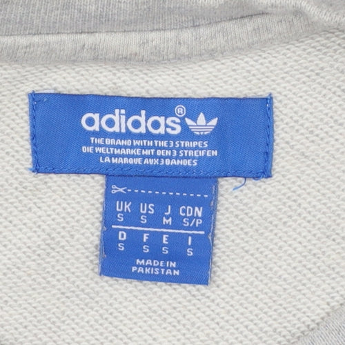 Adidas Men’s Grey S Pullover Sweatshirt Blue Trefoil 03 Graphic