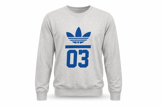 Adidas Men’s Grey S Pullover Sweatshirt Blue Trefoil 03 Graphic