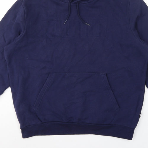 Puma Men’s Blue L Pullover Hoodie Fleece Logo Pocket