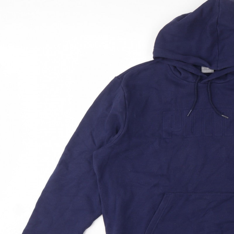 Puma Men’s Blue L Pullover Hoodie Fleece Logo Pocket