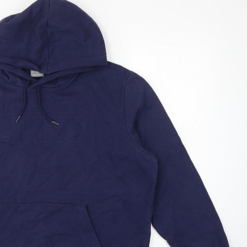 Puma Men’s Blue L Pullover Hoodie Fleece Logo Pocket