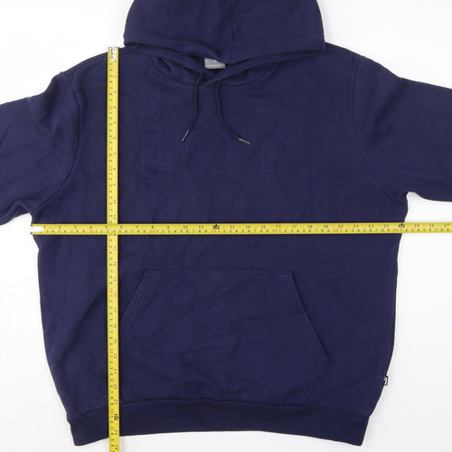 Puma Men’s Blue L Pullover Hoodie Fleece Logo Pocket