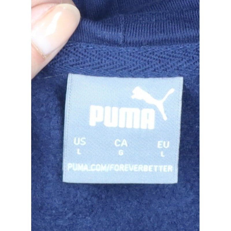Puma Men’s Blue L Pullover Hoodie Fleece Logo Pocket