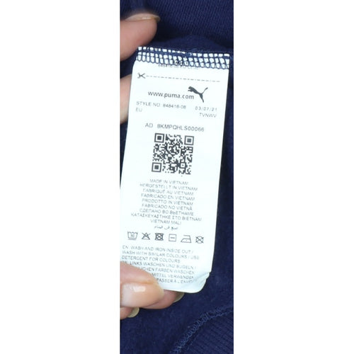 Puma Men’s Blue L Pullover Hoodie Fleece Logo Pocket