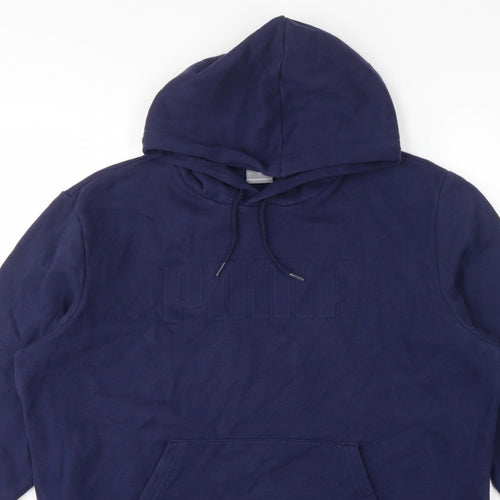 Puma Men’s Blue L Pullover Hoodie Fleece Logo Pocket