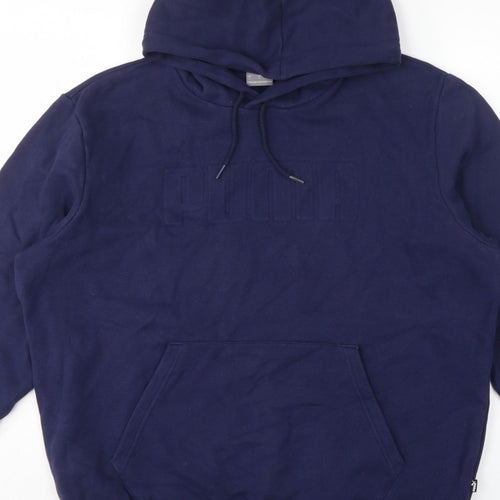 Puma Men’s Blue L Pullover Hoodie Fleece Logo Pocket