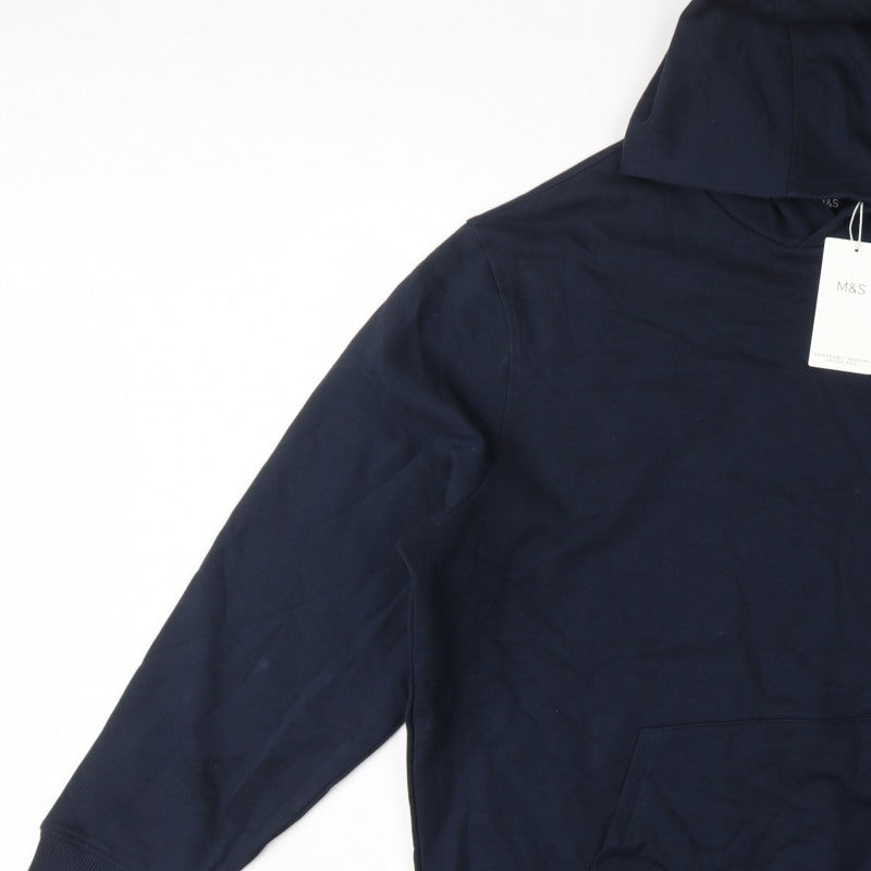 Marks and Spencer Men’s Navy Blue 2XL Pullover Hoodie Cotton Blend