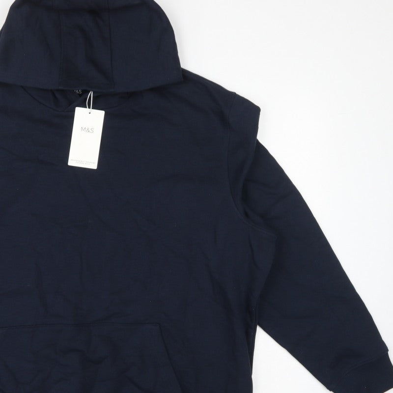 Marks and Spencer Men’s Navy Blue 2XL Pullover Hoodie Cotton Blend