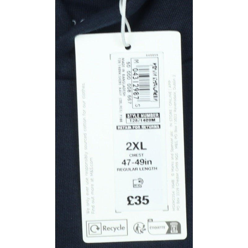 Marks and Spencer Men’s Navy Blue 2XL Pullover Hoodie Cotton Blend