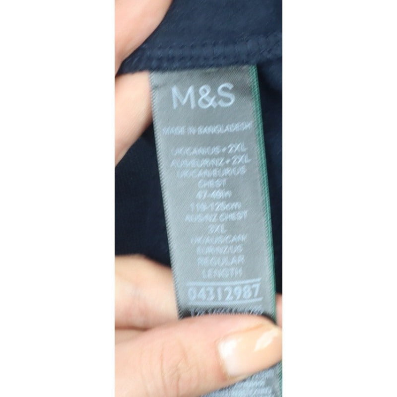 Marks and Spencer Men’s Navy Blue 2XL Pullover Hoodie Cotton Blend