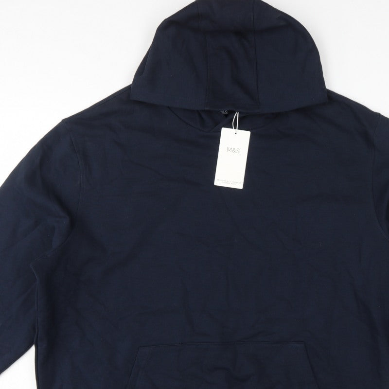 Marks and Spencer Men’s Navy Blue 2XL Pullover Hoodie Cotton Blend