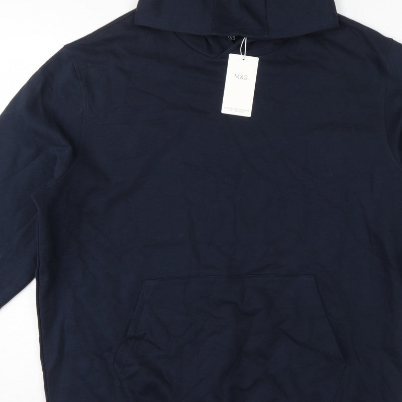 Marks and Spencer Men’s Navy Blue 2XL Pullover Hoodie Cotton Blend