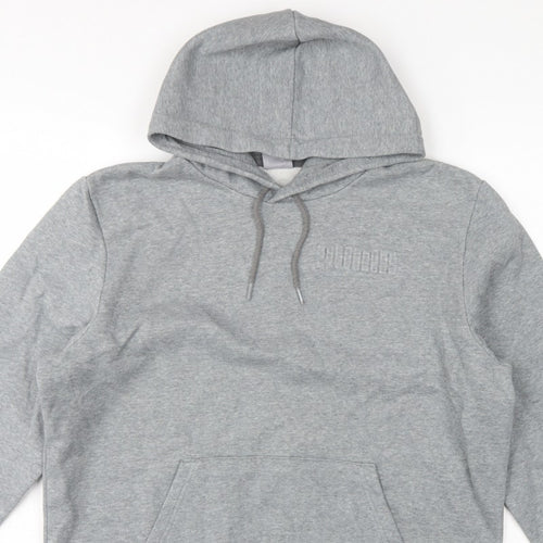 Puma Men’s Grey Large Pullover Hoodie Logo Pocket Casual