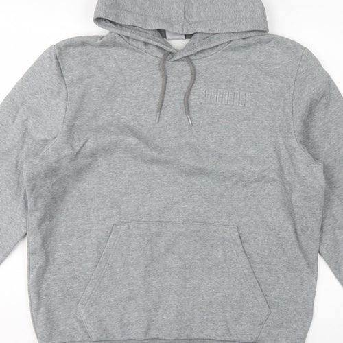 Puma Men’s Grey Large Pullover Hoodie Logo Pocket Casual