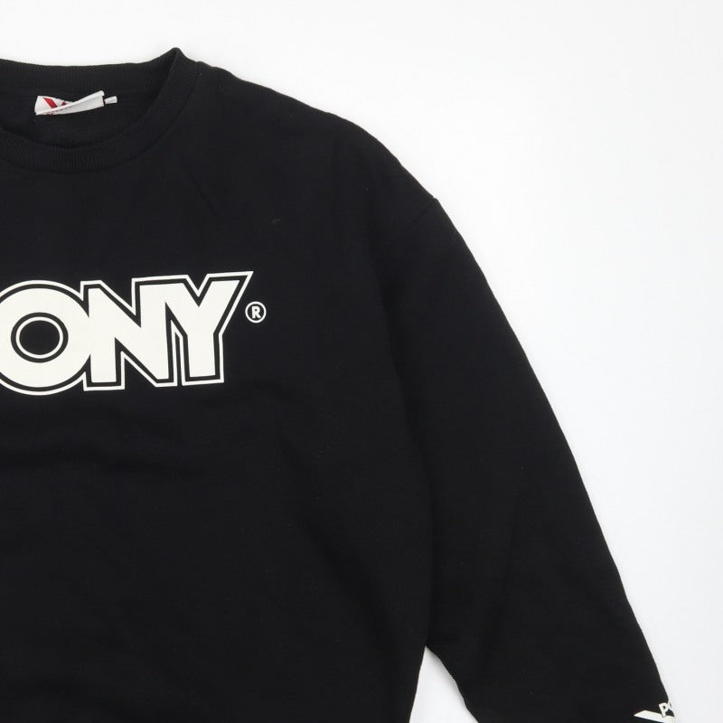 Additional view of Pony Men's Black L Logo Graphic Print Crew Neck Pullover Sweatshirt